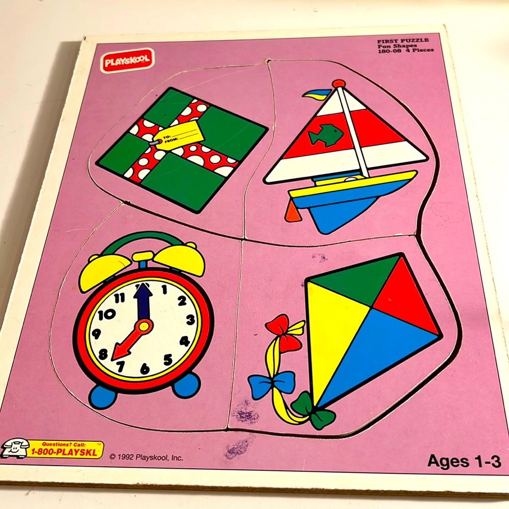 Vintage 1992 Playskool Fun Shapes Wood Puzzle